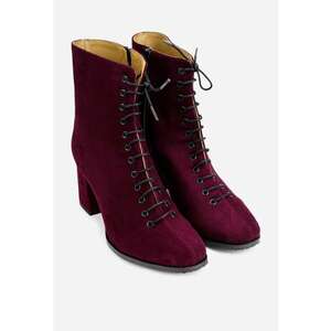 Botine burgundy din piele naturala intoarsa cu siret imagine