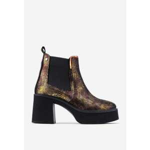 Botine aurii cu negru din piele model snake print imagine