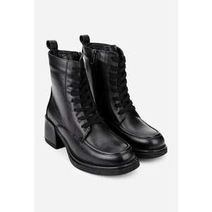 Botine din piele naturala neagra imagine