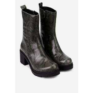 Botine gri cu negru din piele model snake print imagine