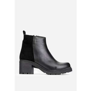 Botine din piele neagra imagine