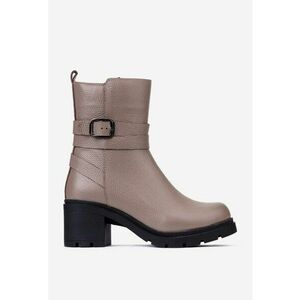 Botine taupe din piele texturata imagine