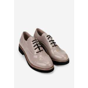 Pantofi Oxford taupe din piele lacuita imagine