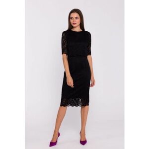 Rochie dantelata cu partea de sus dubla - Negru - imagine