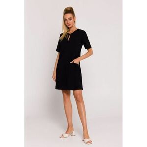 Rochie trapez cu buzunare - Negru - imagine