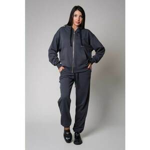 Set Easy hanorac cu fermoar si pantalon Oversized Grey Anthracite 8537 imagine