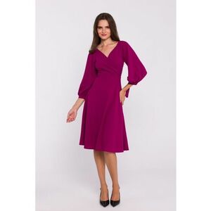 Rochie evazata cu maneci legate - Violet pruna - imagine