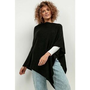 Poncho cu amestesc de lana - negru - imagine