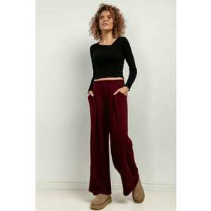 Pantaloni sport cu croiala ampla si talie elastica T413 - burgundy imagine