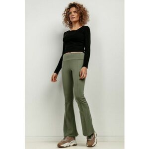 Pantaloni evazati cu talie elastica T414 - verde imagine