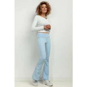 Pantaloni evazati cu talie elastica T414 - albastru deschis imagine