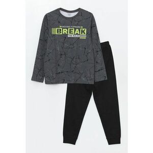 Pijama cu imprimeu text si pantaloni lungi imagine