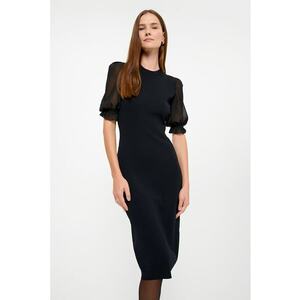 Rochie midi cu maneci bufante de plasa imagine