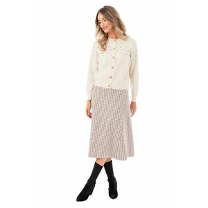 Fusta midi evazata cu model houndstooth imagine