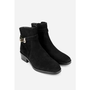 Botine dama din piele intoarsa neagra imagine