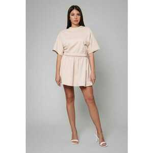 Set Amara Tricou Oversized si fusta scurta Light Beige Bej deschis imagine