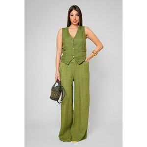 Set Vesta si Pantalon lung din 100% IN Kaki Verde militar imagine