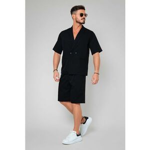 Set Sacou cu maneca scurta si pantalon scurt Oversized Black Negru imagine