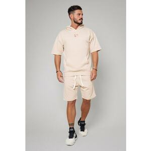 Set Malibu hanorac cu maneca scurta si pantalon scurt Light Beige Bej deschis imagine