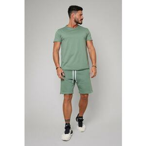 Set Tricou Barbati Asymetric si Pantalon scurt Olive Verde imagine