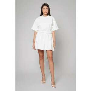 Set Amara Tricou Oversized si fusta scurta Off White Alb imagine