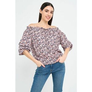 Bluza cu decolteu pe un umar si imprimeu floral imagine