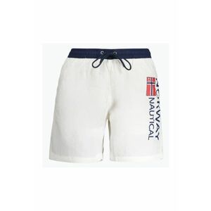 Pantaloni scurti barbati pentru inot cu imprimeu cu logo - croiala Regular fit - Alb imagine