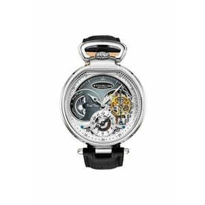 Ceas automatic cu cadran skeleton Modena 4033 Dual Time 46 mm - Modena - ARGINT imagine