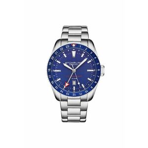 Ceas analog GMT Voyager GMT Quartz cu bratara din otel inoxidabil - Decor - Albastru imagine