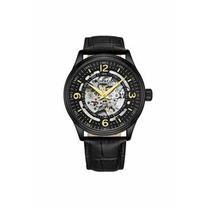 Ceas automatic cu cadran skeleton Danemarca de 42 mm - curea din piele - original STUHRLING - Ascot - negru imagine