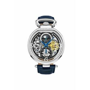 Ceas cu cadran skeleton Modena Dual Time - automat - 46 mm - Voyage - negru imagine