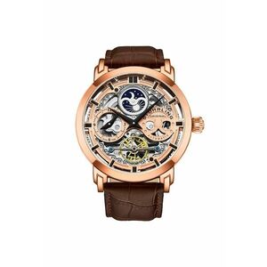 Ceas automatic cu dual time si model skeleton Anatol imagine