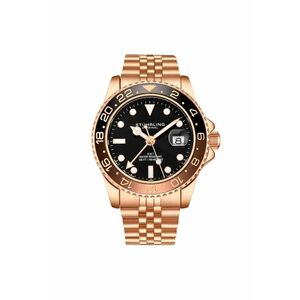 Ceas cu bratara din inox Meridian GMT Diver - Auriu rose imagine