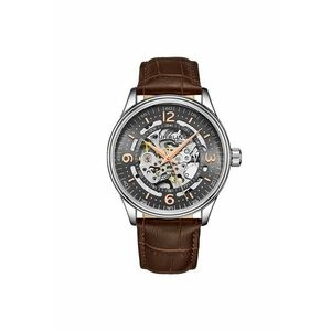 Ceas automatic Danemarca cu mecanism vizibil - 42 mm - curea din piele - Allure - gri imagine