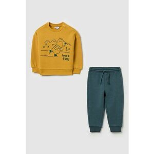 Set de bluza si pantaloni din fleece cu broderie cu urs imagine