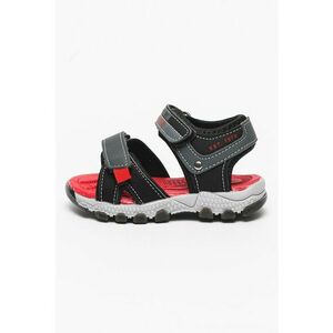 Sandale de piele ecologica cu velcro si cusaturi contrastante imagine