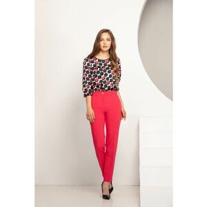 Pantaloni conici cu pliu frontal - roz zmeura imagine