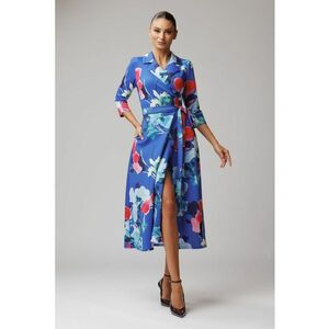 Rochie midi cu maneca trei sferturi, model in A, cu imprimeu floral imagine