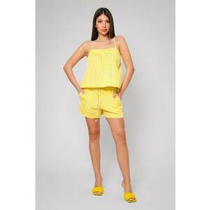 Set Top cu bretele si Pantalon scurt Yellow/White Yellow/White imagine