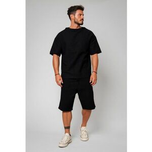 Set Tricou tricotat si Pantalon scurt Black Negru imagine