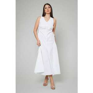 Rochie lunga cu decupaje laterale White Alb optic imagine