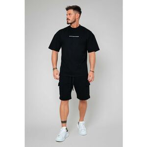 Set Cargo tricou oversized si pantalon scurt Black Negru imagine