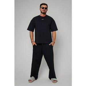 Set Huge Oversized tricou si pantalon lung Black Negru imagine