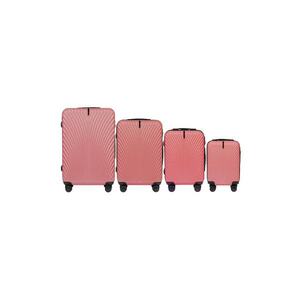 Set trolere 4 piese Swan - ABS - 4 roti - cifru - roz imagine