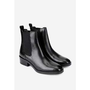 Botine dama negre din piele naturala cu elastic imagine