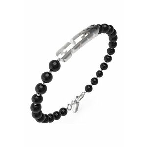 Bratara Edgy Styles cu agate negre Argintiu - Negru imagine