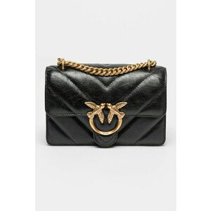 Geanta crossbody mica de piele cu aplicatie logo metalice Love One imagine