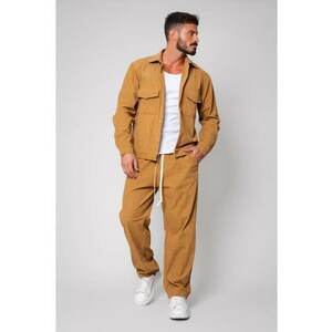 Set Camasa si Pantalon Lung din reiat Beige 14645 imagine