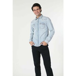 Camasa slim fit de chambray imagine