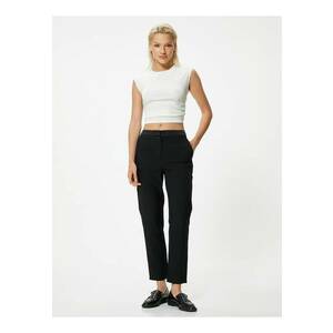 Pantaloni crop cambrati cu talie inalta imagine